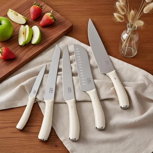 Miniatura 6 de WANGMAZI Juego de cuchillos de cocina de 15 piezas con afilador integrado, juego de cuchillos de cocina aptos para lavavajillas, cuchillos de acero
