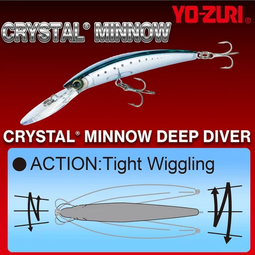 Miniatura 3 de Duel Yo-Zuri R1134-C4 Crystal Minnow Deep Diver - Señuelo flotante, color negro plateado, 3.5 pulgadas