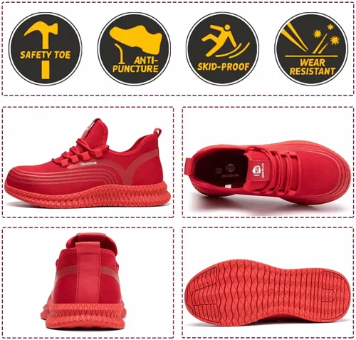 Miniatura 2 de ISOOUS Zapatos de punta de acero para hombres y mujeres zapatos de trabajo indestructibles zapatos de seguridad ligeros antideslizantes zapatos