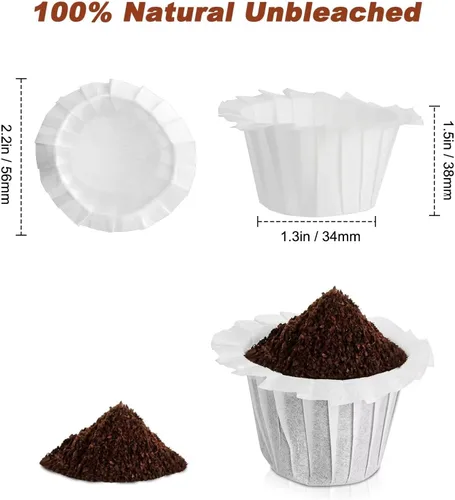 Miniatura 2 de Filtros de café de papel desechables, filtros de papel Keurig K Cup para Keurig individuales tazas reutilizables, cápsulas de café K-Cup, se adaptan