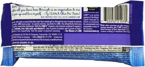 Miniatura 4 de LUNA BAR - Barras de aperitivos sin gluten - Magdalena de chocolate - 0.28 oz de proteína - Sin OMG - Snacks saludables a base de plantas - Snacks