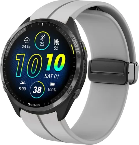 Miniatura 9 de Lamshaw Correa deportiva compatible con Garmin Forerunner 965, correa de repuesto de silicona suave con hebilla magnética compatible con Garmin