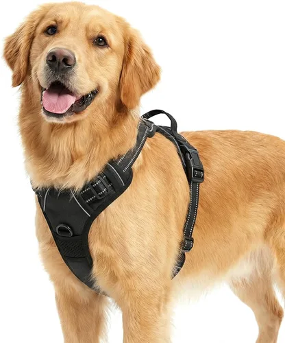 Miniatura 7 de Funfox Arnés para perro sin tirones, chaleco ajustable para mascotas con asa de control y clip frontal, diseño reflectante para perros pequeños