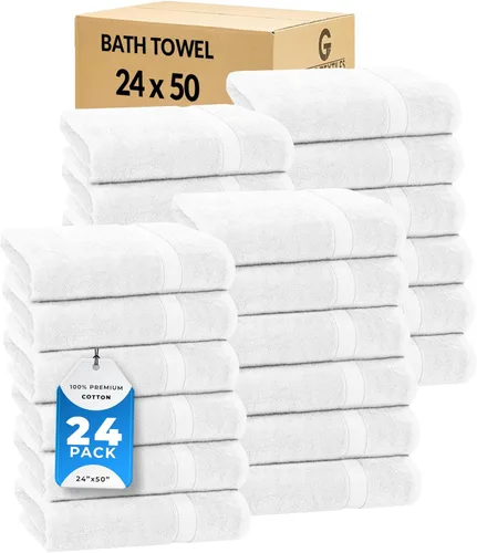 Miniatura 50 de GOLD TEXTILES Toalla 100% algodón, paquete de 12, 13 x 13 pulgadas, color blanco, ultra suave, altamente absorbente, de larga duración y de secado