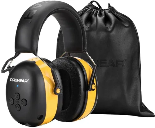 Miniatura 19 de PROHEAR Auriculares de protección auditiva Bluetooth 5.0 037 con batería recargable de 1100 mAh, 25 dB NRR de reducción de ruido con tiempo de negro