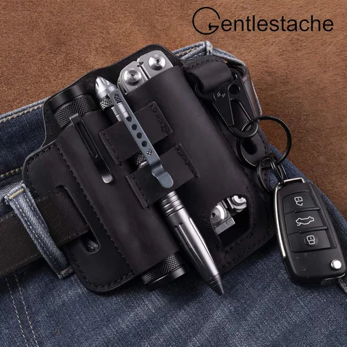 Miniatura 6 de Gentlestache - Funda de cuero para Leatherman, funda multiherramienta, EDC, organizador de bolsillo con llavero para cinturón y funda para linterna