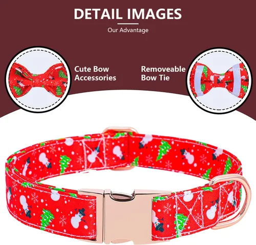 Miniatura 3 de Collar de perro con lazo, collares de Navidad con lazo desmontable y hebilla de metal, collar ajustable, regalo para perros pequeños, medianos