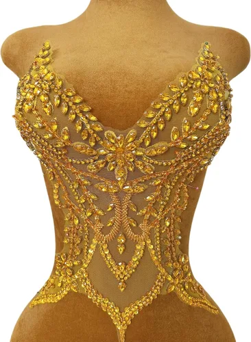 Miniatura 17 de Parches de encaje con cuentas a mano, disfraces, apliques con cristales de diamantes de imitación para manualidades, protege bodas, fiestas