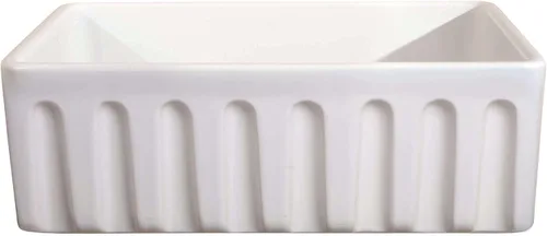 Miniatura 8 de Fregadero de arcilla refractaria, fregadero de cocina con delantal de granja de un solo tazón, blanco, (30 pulgadas)