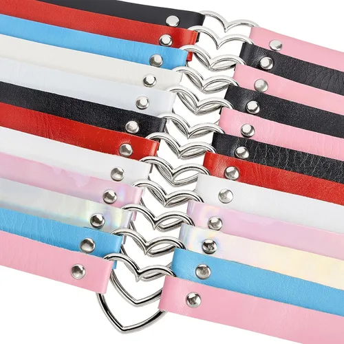 Miniatura 7 de Gargantilla de piel sintética ajustable con corazón para mujer