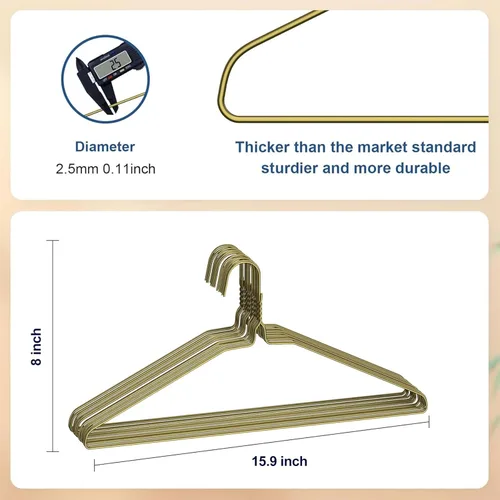 Miniatura 2 de SPECILITE Paquete de 100 perchas de alambre de metal a granel para trajes de tamaño estándar, abrigos, camisas, pantalones, faldas, ahorro de Bronce