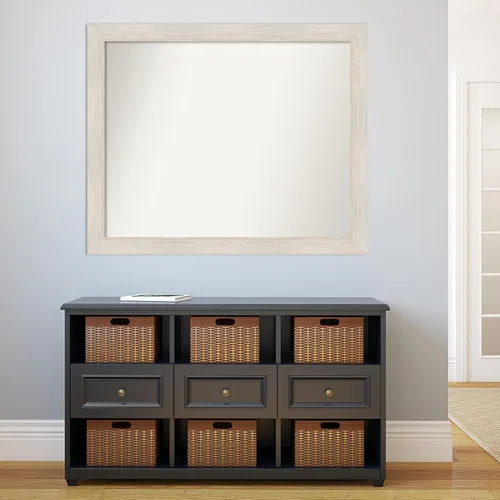 Miniatura 5 de Amanti Art Espejo de baño blanco para sobre el fregadero, 37 x 45 pulgadas, espejo de tocador rectangular de madera dura lavado blanco, marco