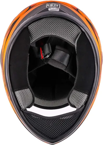 Miniatura 6 de Typhoon - Casco de cara completa para niños y jóvenes con escudo y guantes, combo para motocicleta y moto de cross Naranja mate con guantes naranjas