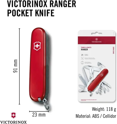 Miniatura 3 de Victorinox Swiss Army Ranger – Navaja de bolsillo, color rojo, 91 mm