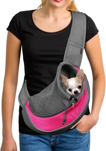 Miniatura 11 de YUDODO Transportador de mascotas para perros y gatos pequeños - Transportador de cachorros manos libres con gancho de seguridad, bolsillo grande