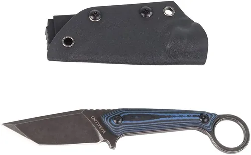 Miniatura 3 de MASALONG kni211 - Cuchillo recto táctico de hoja fija para acampar al aire libre, mango cómodo de acero D2 (negro)