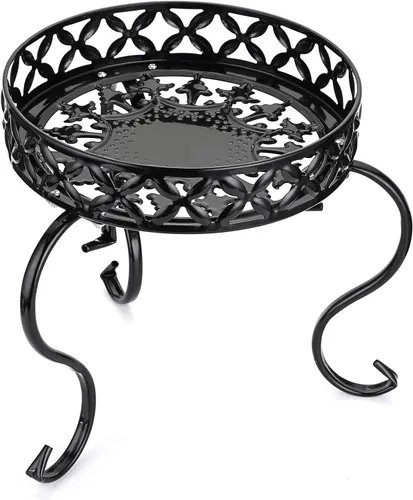 Miniatura 5 de OwnMy Soporte redondo de metal para macetas de hierro para interiores y exteriores, soporte para plantas de alta resistencia, estante para macetas