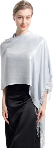 Miniatura 5 de Chales y envolturas metálicas brillantes, chal de pashmina con purpurina para mujer, vestidos formales de fiesta de noche