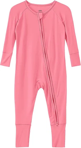 Miniatura 41 de Pijama de viscosa de bambú sin pies para niños y niñas, pijamas con cremallera para dormir y jugar, mameluco - 0-24 meses