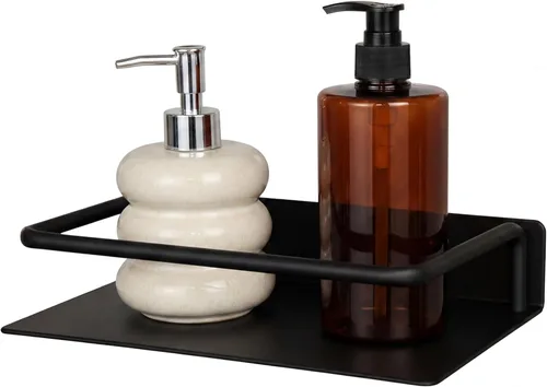 Miniatura 12 de JOOM Estante de pared de metal, flotante, 12" negro, pequeño, estantes de exhibición para almacenamiento (negro, 12 pulgadas)