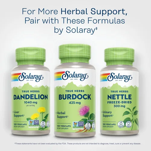 Miniatura 6 de SOLARAY Raíz de bardana 425 mg – Hígado saludable, riñón, digestión, circulación, articulaciones y piel – Actividad antioxidante – Sin OMG – 100