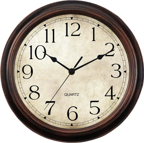 KECYET Relojes de pared de 14 pulgadas con pilas, silenciosos, sin tictac, analógicos, estilo vintage rústico, decorativos para sala de estar,
