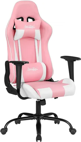Miniatura 18 de Silla de oficina para videojuegos, silla de escritorio con soporte lumbar, reposacabezas y reposabrazos, giratoria, ergonómica, para deportes Negro
