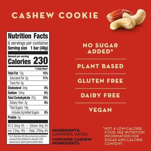 Miniatura 2 de Larabar Galletas de anacardo, barras de frutas y nueces, sin gluten y veganas, 10.2 onzas, 6