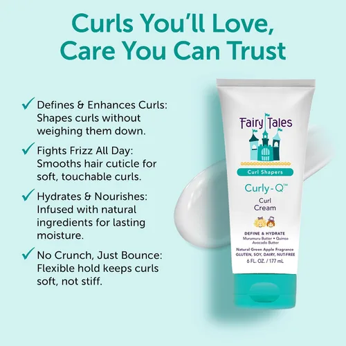 Miniatura 3 de Fairy Tales Curly Q Kids Curl Cream – Crema para rizos ligeros para niños con cabello rizado y ondulado - Libre de parabenos, sulfatos, gluten