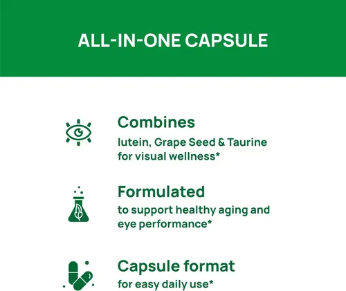 Miniatura 5 de VHC Vitaminas para los ojos con luteína, arándano y zinc, suplementos 10 en 1, resveratrol semilla de uva, quercetina, taurina, cardo mariano
