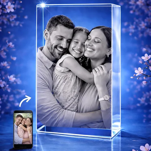 STRONGUS Regalo de Navidad con foto de cristal 3D, imagen grabada personalizada en cristal, recuerdo único de vacaciones para papá, mamá, él, ella,