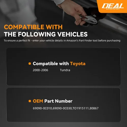 Miniatura 2 de DEAL AUTO ELECTRIC PARTS Pestillo de manija de la puerta trasera de la caja de camioneta con kit de repuesto de orificio para llave, compatible
