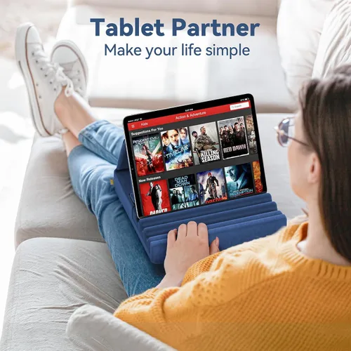 Miniatura 2 de KDD - Soporte de almohada para tablet, soporte plegable para iPad para regazo, cama y escritorio - Base para tablet con almohadilla suave y soporte