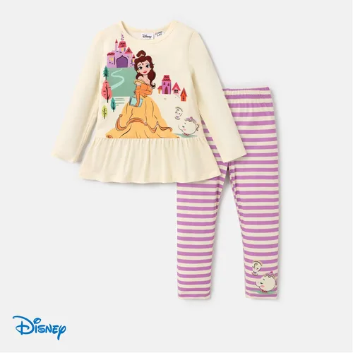 Miniatura 7 de Disney Conjunto de camiseta de manga larga con volantes y pantalones de princesa para niñas pequeñas