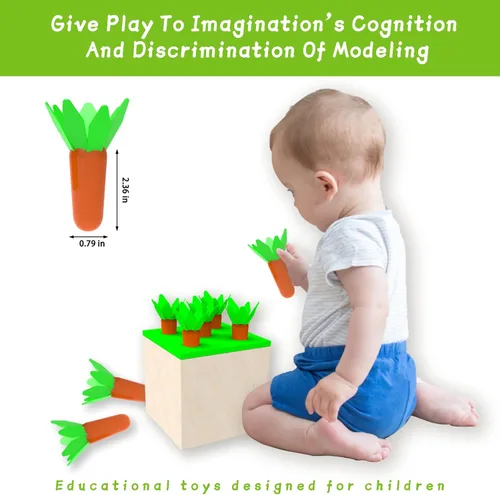 Miniatura 4 de Kit de juego de madera Montessori 4 en 1 para niños de más de 1 año, juegos de cosecha de zanahorias, caja de monedas para bebés, juguetes