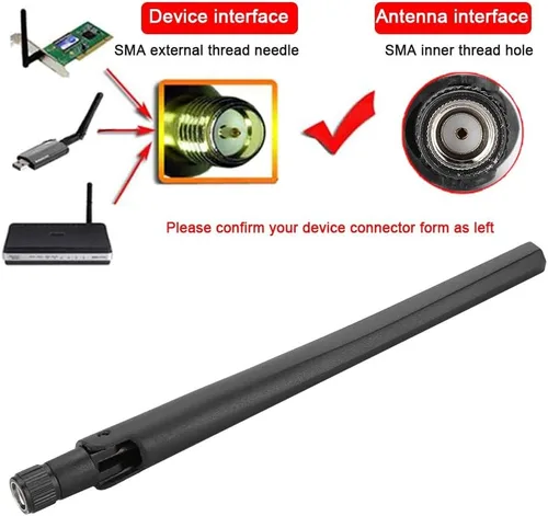 Miniatura 4 de Antena de enrutador de banda dual de alta ganancia 5dBi SMA antena direccional para RT AC68U AC66U Routers Negro 6.5 in