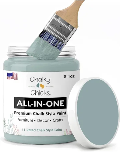Miniatura 123 de Chalky Chicks - Pintura mate a la tiza, no requiere lijado, 4 onzas líquidas, color gris oscuro (Gun Metal Gray), para muebles, pintura sin Gris