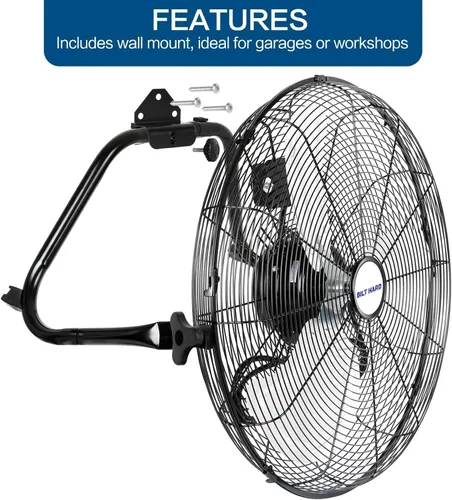 Miniatura 6 de BILT HARD Ventilador de piso de alta velocidad 4650 CFM de 20 pulgadas, ventilador de metal resistente de 3 velocidades con sistema de montaje