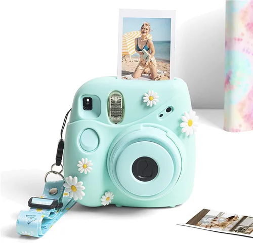Miniatura 2 de Funda de silicona para Fujifilm Instax Mini 7+7 Plus piel de cámara instantánea, funda protectora con correa de hombro ajustable