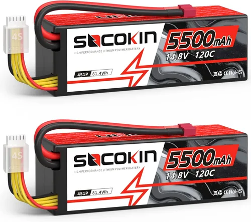 Miniatura 7 de 4S Lipo Battery 5500mAh 14.8V 120C Batería Lipo con enchufe T Deans Estuche rígido para RC Car Truck Tank RC Buggy Truggy RC Model Racing Hobby