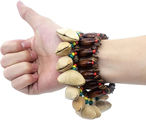 Miniatura 5 de Pulsera tobillera con sonajero de semillas de Cacho, 2 PCS pulsera africana shaker de cáscara de nuez, accesorios de percusión natural, instrumento