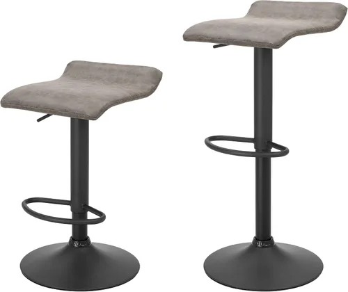 Miniatura 9 de Finnhomy Juego de 2 taburetes de bar ajustables, taburetes de bar giratorios para silla de altura de encimera de cocina, marrón retro