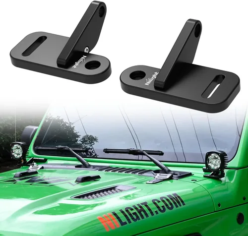 Miniatura 9 de Nilight Soporte de montaje de luz para capó para pilar A delantero Auxiliar Offroad LED Pod Luces de trabajo en Jeep Wrangler JL/JLU 2020-2023 Pilar