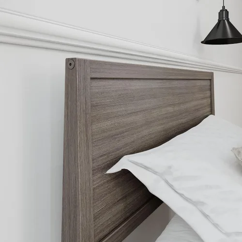 Miniatura 6 de Plank+Beam Base de cama individual de madera maciza con cabecera de panel, cama moderna de plataforma individual con soporte de listones de madera
