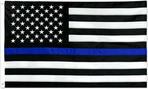 Bandera de Estados Unidos con línea azul delgada de 4 x 6 pies, bandera de policía resistente, extremo de mosca cosido cuádruple, nailon 210D
