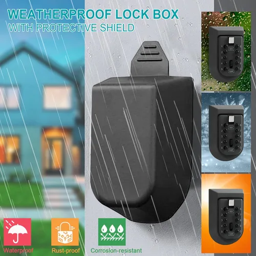 Miniatura 3 de KAYCROWN Caja de bloqueo de llave para exterior, combinación de montaje en pared, caja de seguridad para llaves de casa, caja de seguridad