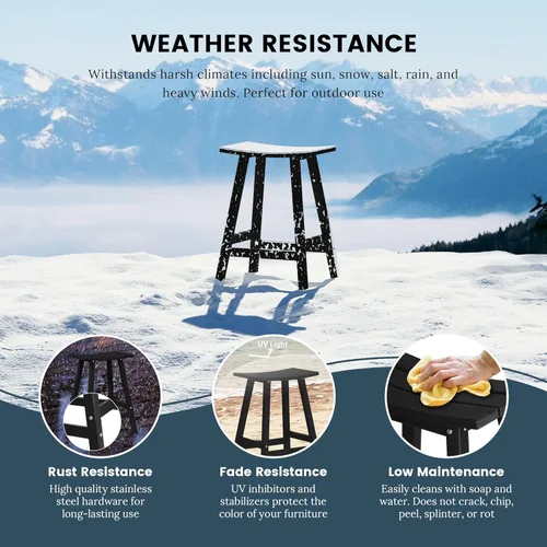 Miniatura 6 de HDPE Laguna Contempo - Taburete de silla de montar de 24 pulgadas, color negro