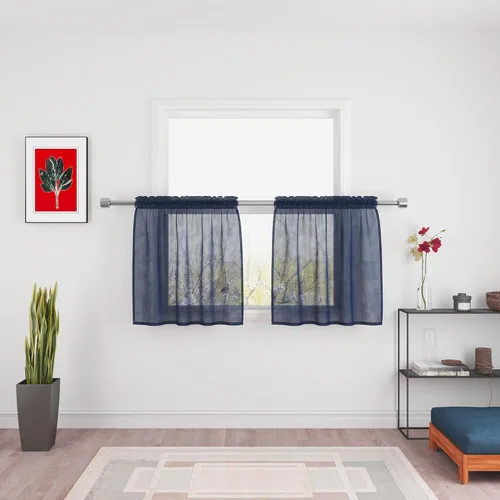 Miniatura 61 de UPOPO Paneles de Cortina Beige Pequeños Cortinas Transparentes de Gasa de 16 Pulgadas de Largo Cortinas de Cocina de Voile con Textura de Lino