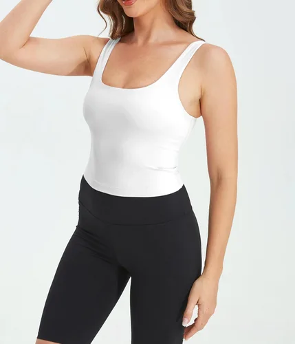 Miniatura 2 de Gauagbr Camiseta corta sin mangas con cuello cuadrado para mujer, a la moda, para gimnasio, yoga, entrenamiento, suave como la mantequilla