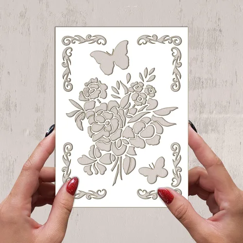 Miniatura 2 de Plantilla decorativa FLONZ de 6 x 8 pulgadas, ramo de rosas para pintura de pared, álbumes de recortes y decoración de tartas